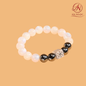 Alternative view of Vòng đá phong thủy Moonstone mix Obsidian
