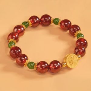 Vòng tay đá Garnet phối hạt charm
